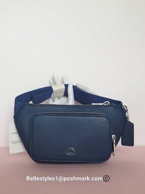 COACH Unisex BELT Bag in Crossgrain Leather- Deep Blue color⭐